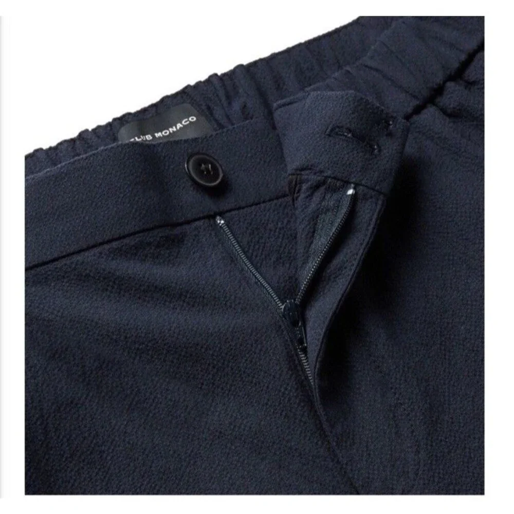 Club Monaco Men’s Lex Tapered Textured Cotton Trousers Sz L